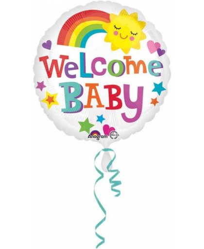 Helium Ballon Geboorte Welkom Baby Regenboog 43cm leeg
