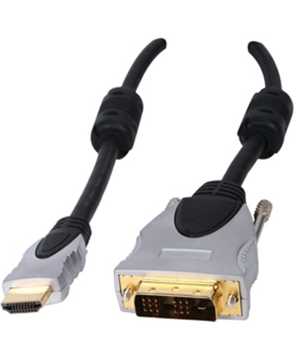 HQ, Hoge Kwaliteit HDMI - DVI Aansluitkabel, 10m HDMI male / DVI male