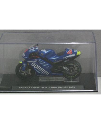 Yamaha YZR-M1 #4 A. Barros MotoGP 2003 1:24 IXO Models Blauw RAB062