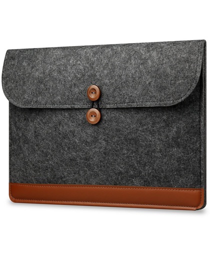 Vilten sleeve voor MacBook 13 inch - Laptop Hoes Case Bescherming - Donker grijs / Zwart model 3