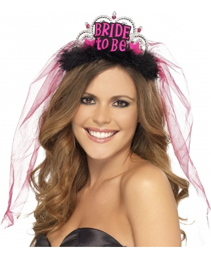 Bride To Be tiara met roze sluier