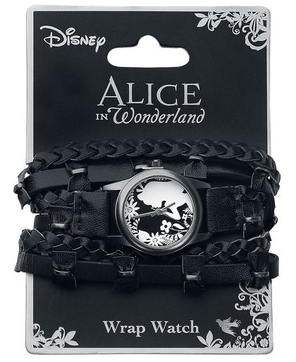Alice in Wonderland Flower Alice Polshorloge zwart