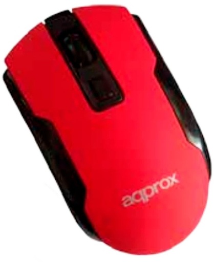 Approx Wireless Optical Mouse Red RF Draadloos Optisch 1600DPI Ambidextrous Rood muis
