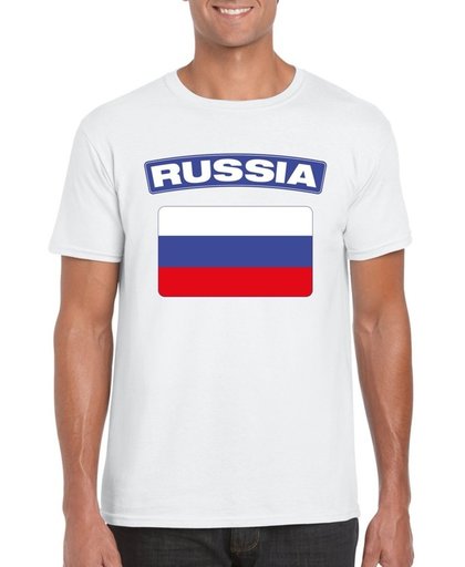 Rusland t-shirt met Russische vlag wit heren 2XL