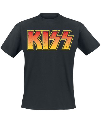 Kiss Distressed Logotype T-shirt zwart
