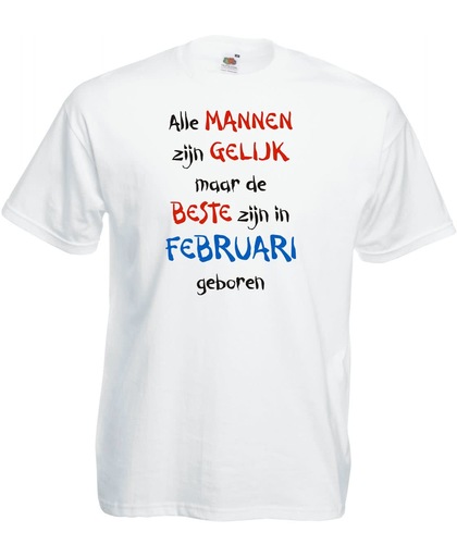 Mijncadeautje - T-shirt - wit - maat XXL- Alle mannen zijn gelijk - februari