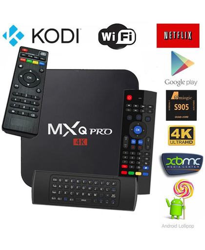 MXQ Pro 4k met snelste S905x processor en Android 7.1 | Kodi 17.6 | TV Box 2018 model + GRATIS MX3 Air Mouse Zwart