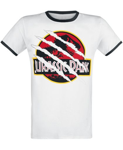 Jurassic Park Ripped Logo T-shirt wit-zwart