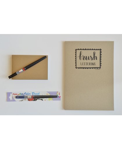 Brush Lettering A4 Papierblok + 1 x A6 Handlettering Blok (extra dik) + 2 x Pentel Color Brushes