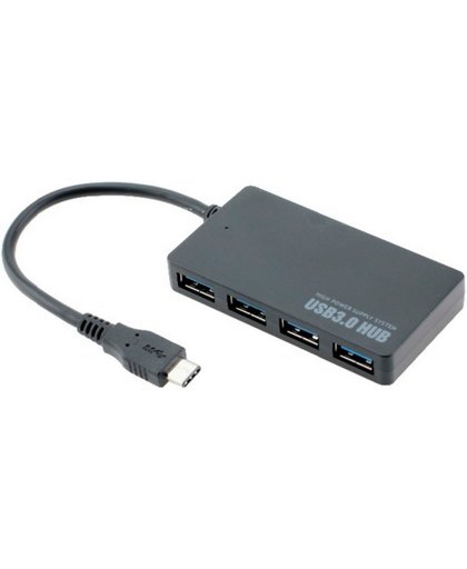 USB 3.1 Hub station Type-C met 4 poorten / Zwart