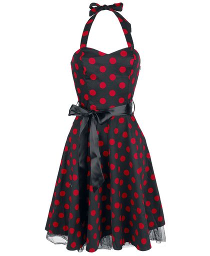 H&R London Polka Dot Dress Jurk zwart-rood