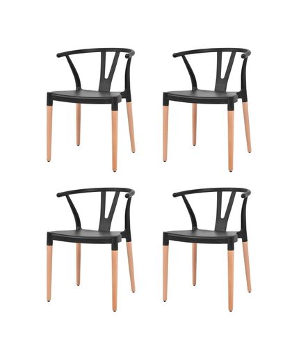 vidaXL Dining Chairs 4 pcs Black