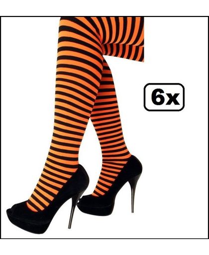 6x Panty streep oranje/zwart