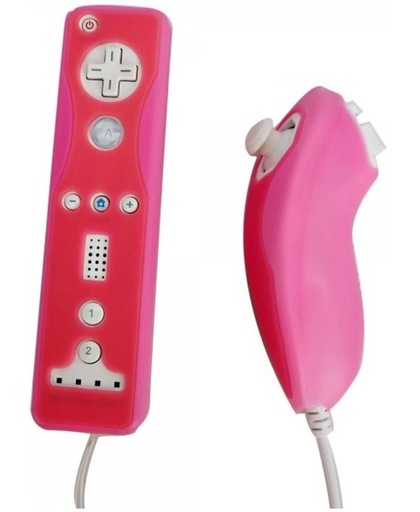 Roze - Silicone hoesje voor Wii Afstandsbediening en Nunchuk (geen Afstandsbediening en Nunchuk in de prijs inbegrepen)