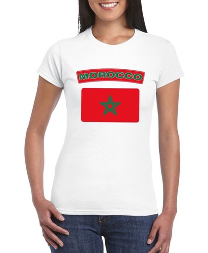 Marokko t-shirt met Marokkaanse vlag wit dames - maat S