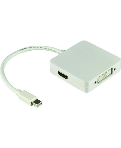 DELTACO DP-MULTI1 Mini DisplayPort naar DVI / HDMI / DisplayPort adapter, Ultra HD in 30Hz, 0.2 meter, Wit