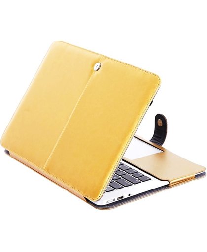Laptophoes met sluiting voor MacBook Air 13 inch - Laptoptas - Geel Goud glanzend