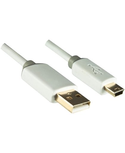 DINIC USB A/Mini USB B 0.5m 0.5m USB A Mini-USB B Mannelijk Mannelijk Wit USB-kabel