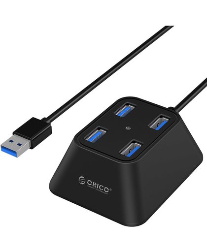 Orico - Compacte USB3.0 Hub met 4 type-A poorten   5Gbps   100CM USB3.0 Datakabel - VIA-chip - voor Windows, Linux en Mac OS - Zwart