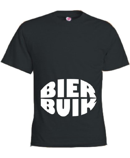 Mijncadeautje T-shirt - Bierbuik - - unisex - Zwart (maat L)