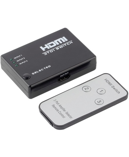 Supersnelle HDMI Switch / Splitter / Hub / Verdeler /  Schakelaar 1080P TV met Afstandsbediening - Drie Poorts