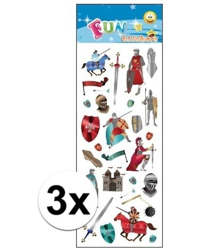 3x Stickervel ridders - 21 stickers per velletje