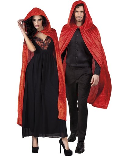 Rode cape met velours effect volwassenen Halloween - Verkleedattribuut - One size