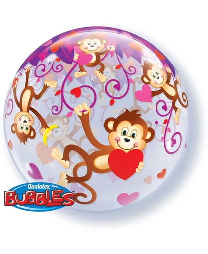 Bubbles Ballon Aapje met Hartjes 56cm