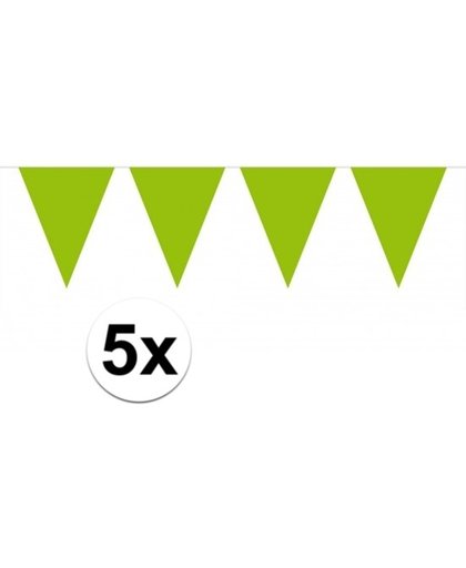 5x vlaggenlijn / slinger groen 10 meter - totaal 50 meter - slingers