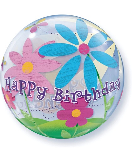 Happy Birthday Flowers Bubbles Ballon 56cm