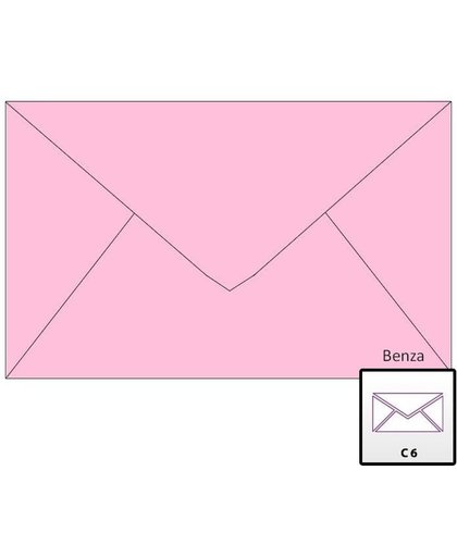 Benza Wenskaart Enveloppen - Langwerpig C6 - 16,2 x 11,4 cm - Baby Roze - 50 stuks