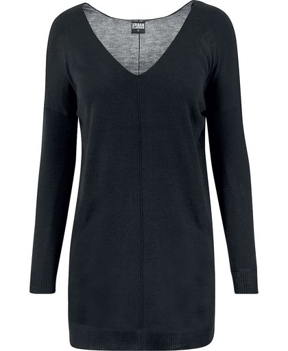 Urban Classics Ladies Fine Knit Oversize V-Neck Sweater Girls trui zwart