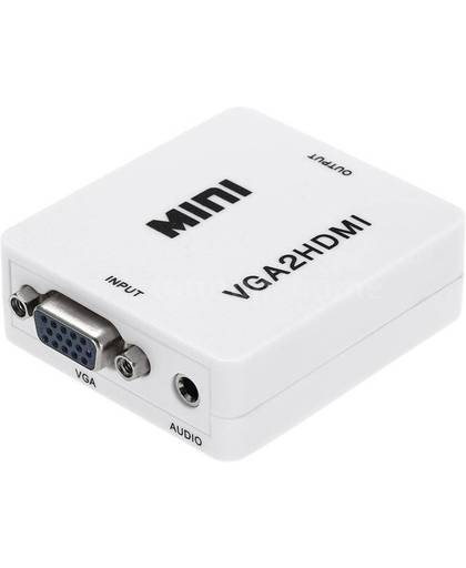 Adapter VGA naar HDMI – omvormer VGA naar HDMI – 3,5 mm audio – HDTV – 1080p full HD – met ingang voor voeding – wit – geschikt voor oudere pc’s en laptops – DisQounts