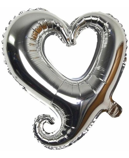 Folieballon Fantasie hart zilver 45 cm
