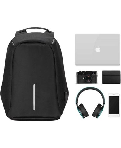 Anti-diefstal Rugzak Met USB - Anti-Theft Backpack Met Notebook Laptopvak - Laptop Tas Compact - Zwart