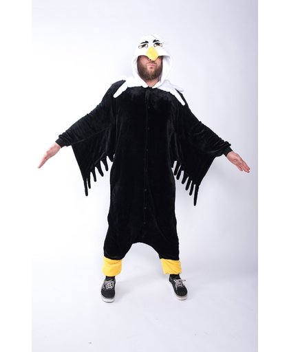 KIMU onesie adelaar pak vogel kostuum arend - maat M-L - adelaarpak jumpsuit huispak