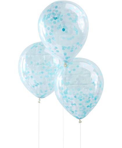 Ballonnen - gevuld met blauwe confetti (5 stuks)