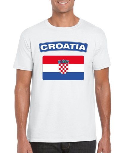 Kroatie t-shirt met Kroatische vlag wit heren 2XL