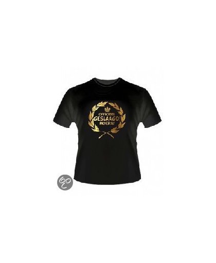 Gouden Krans T-Shirt - Officieel Geslaagd Hoera (maat xl)