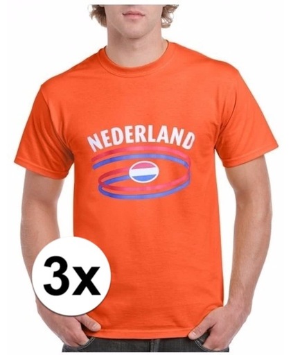 3x Koningsdag T-shirt heren oranje maat M - Kingsdag kleding