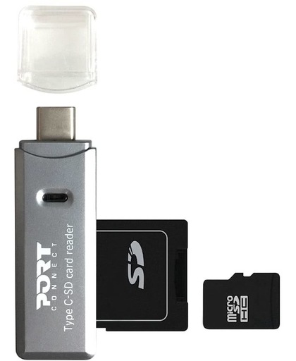Port Designs 900132 USB 3.0 (3.1 Gen 1) Type-C Grijs geheugenkaartlezer