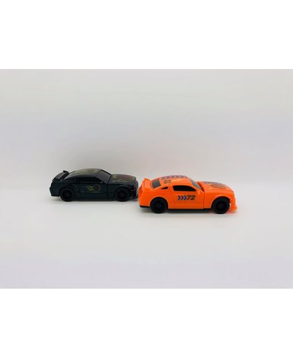 Fastcrash cars 1:64 (Zwart & Oranje) Set van 2