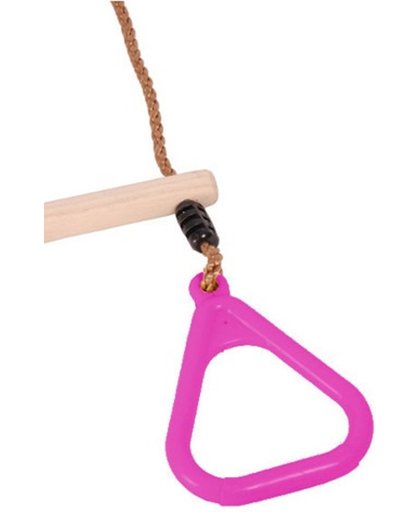 Houten trapeze met kunststof driehoeksringen Roze PP Touw