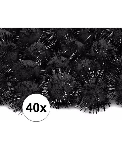 40x zwarte knutsel pompons 20 mm