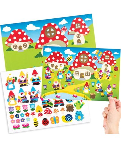 Stickers met afbeeldingen van kabouters die kinderen kunnen plakken en laten zien   Creatieve knutselset voor kinderen (4 stuks per verpakking)