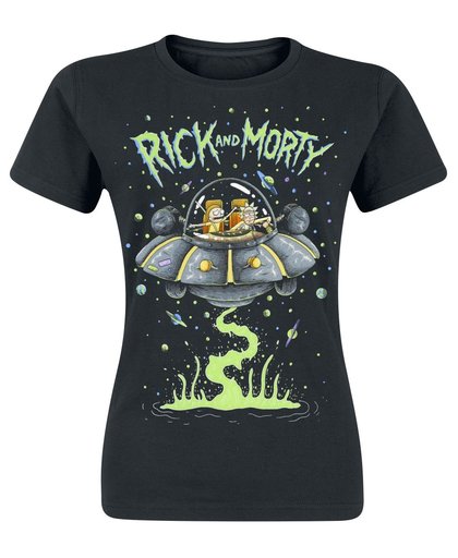 Rick And Morty Spaceship Girls shirt zwart