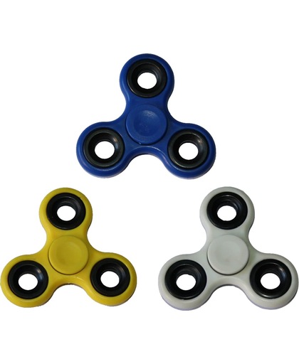 Set van drie Fidget Spinners Blauw Geel Wit