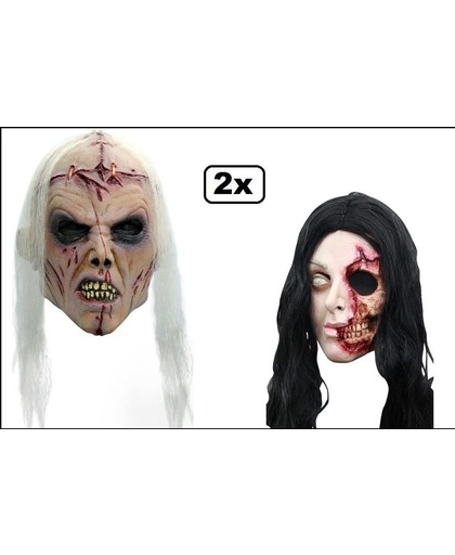 2x Zombie latex masker luxe lobotomie/pretty woman