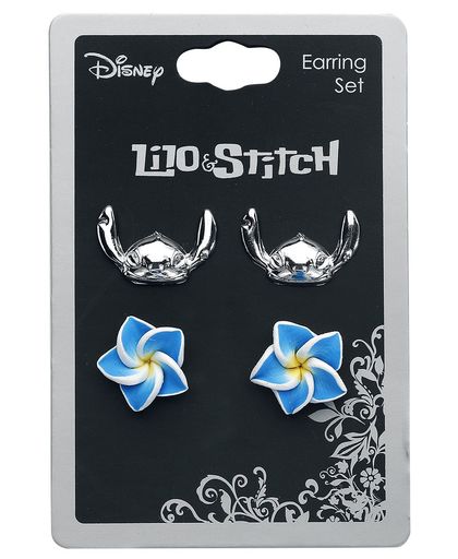 Lilo & Stitch Stitch und Hibiskusblume Oorstekers, per paar meerkleurig