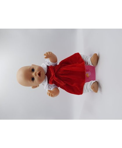 B-Merk Baby Born jurk rood met witte broek en kraag